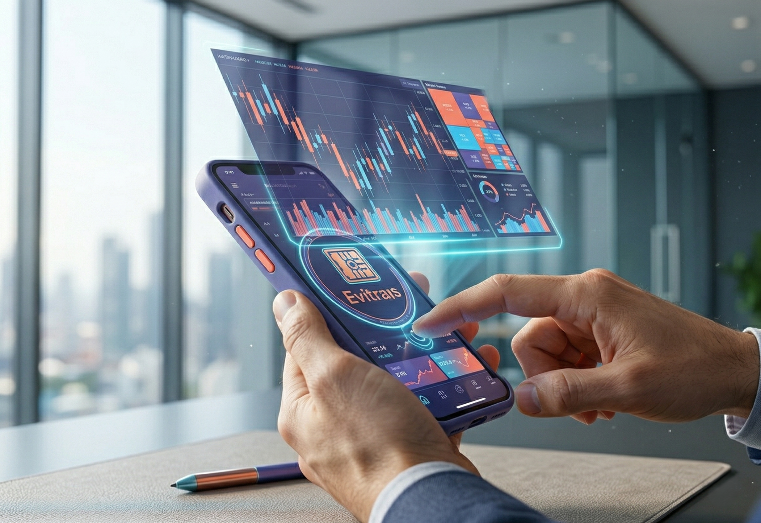 An Australian investor actively analyzing real-time candlestick charts and technical indicators on the official Evitraps best trading app to make data-backed choices.